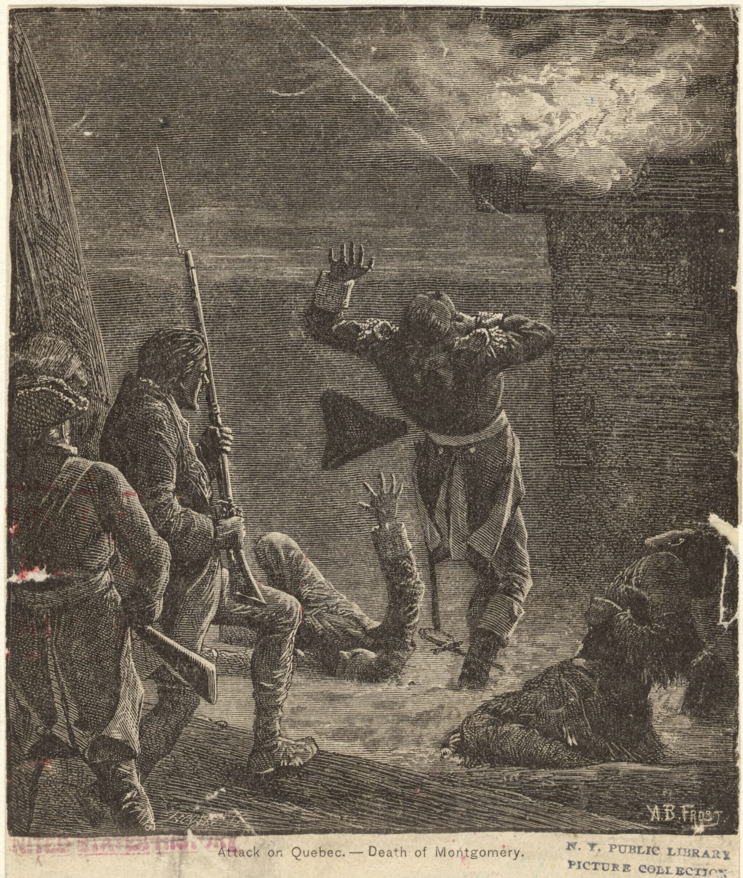 The Miriam and Ira D. Wallach Division of Art, Prints and Photographs: Picture Collection, The New York Public Library. “Attack on Quebec: Death of Montgomery” New York Public Library Digital Collections